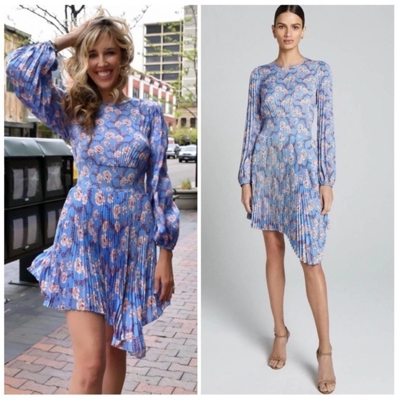 A.L.C. Dresses & Skirts - A.L.C. Dress Behati Mini Asymmetric Pleated in Blue Floral